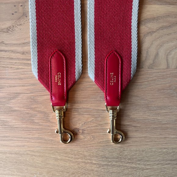 NEW Celine Short Bag Strap in Calfskin Red / Natural - Picture 5 of 7